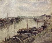 The Stone bridge and barges at Rouen Camille Pissarro
